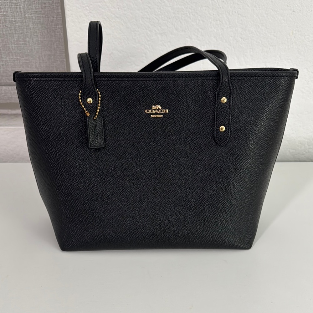 Coach Black Leather Structured Tote